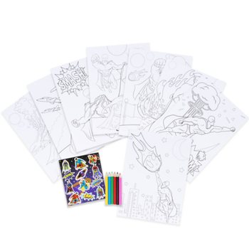 ชุดระบายสีขนาดใหญ่ - ลาย: ซูเปอร์ฮีโร่ - 22x30x1 ซม. (12 ชิ้น)
