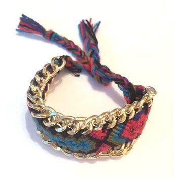 สร้อยข้อมือถัก สีแดง/น้ำเงิน (1 ชิ้น)