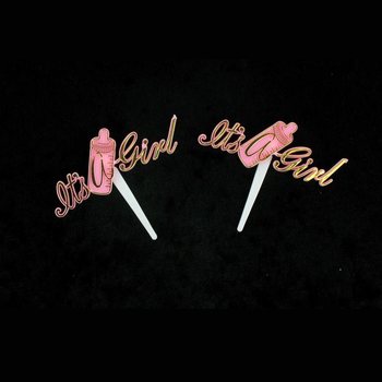 ป้ายปักคัพเค้กต้อนรับเด็กผู้หญิง - It's a Girl (12 ชิ้น)