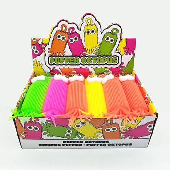 ลูกบอลยางหนามปลาหมึกยักษ์ (Puffer Ball) - ยาว 20 ซม. - ในกล่องโชว์ (12 ชิ้น)