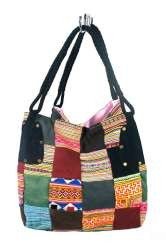 กระเป๋าผ้าต่อ Patchwork B-Fair ใบใหญ่ สีดำ - งานทำมือ (1 ชิ้น)