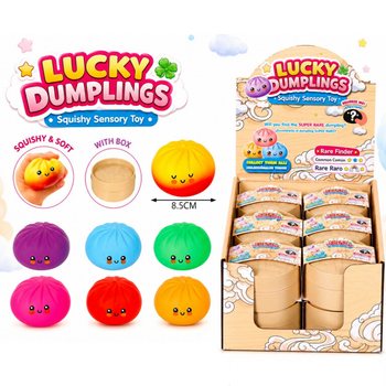 RAGE - LUCKY DUMPLINGS - ของเล่นบีบสกุชชี่ซาลาเปา ขนาดใหญ่ 8.5 x 8.5 x 4.8 ซม. - ในกล่องโชว์ (12 ชิ้น)