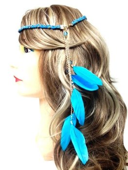 ที่คาดผมถักประดับขนนก สีน้ำเงิน (1 ชิ้น)