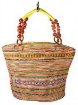 กระเป๋า B-Fair Beads สีเหลือง/น้ำตาล - งานแฮนด์เมด
