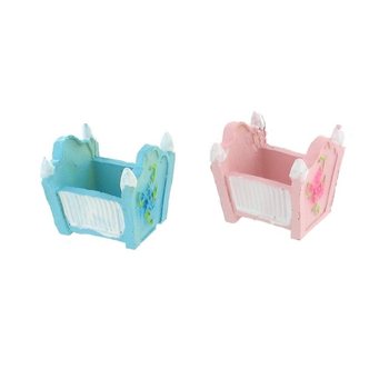 ท็อปเปอร์เค้กวันเกิดเด็ก - รูปเตียงเด็ก - สีชมพู/สีฟ้า (2 ชิ้น)