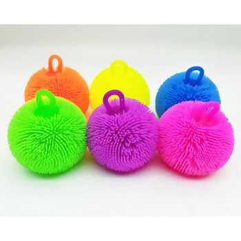 ลูกบอล Puffer สีสันสดใส - 8 ซม. - ในกล่องโชว์ (12 ชิ้น)