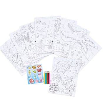 ชุดระบายสีขนาดใหญ่ - ลายสัตว์ทะเล (SEA LIFE) - 22x30x1 ซม. (12 ชิ้น)