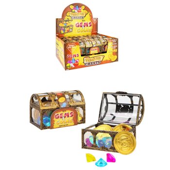 TREASURE CHEST WITH GEMS & COINS - กล่องสมบัติพร้อมอัญมณีและเหรียญ (ดิสเพลย์ 18 ชิ้น)