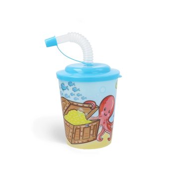 แก้วน้ำดื่ม / แก้วไอศกรีมพร้อมหลอด – ลายสัตว์ทะเล SEALIFE (12 ชิ้น)