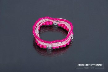 สร้อยข้อมือสไตล์อิบิซา 7 ชั้น สีชมพู (1 ชิ้น) - ขายส่ง