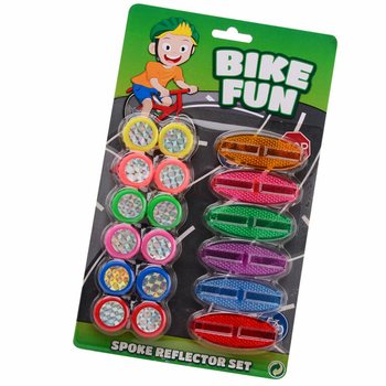 BIKE FUN - ชุดแผ่นสะท้อนแสงติดซี่ลวดจักรยาน 18 ชิ้น พร้อมการ์ดแขวน (1 ชุด)