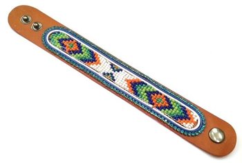 สร้อยข้อมือหนังแอซเท็กประดับคริสตัลสีฟ้าอ่อน (1 ชิ้น)