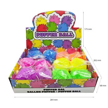 ลูกบอล Puffer สีสันสดใส - 8 ซม. - ในกล่องโชว์ (12 ชิ้น)