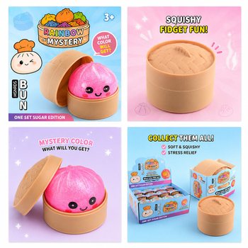 RAGE - สกุชชี่ซาลาเปา SUGAR EDITION ขนาดเล็ก (5.3 x 5.3 x 4.1 ซม.) ของเล่นบีบแก้เครียด 2026 (24 ชิ้น)
