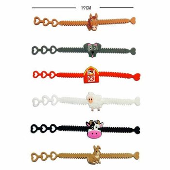 กำไลซิลิโคนเด็ก ลายสัตว์ในฟาร์ม (12 ชิ้น)