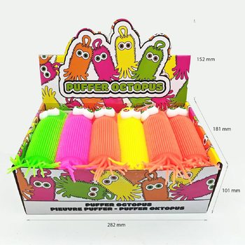 ลูกบอลยางหนามปลาหมึกยักษ์ (Puffer Ball) - ยาว 20 ซม. - ในกล่องโชว์ (12 ชิ้น)