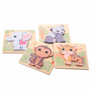 JOUECO - จิ๊กซอว์ไม้ผสม THE WILDIES FAMILY - สำหรับเด็ก 12 เดือนขึ้นไป (12 ชิ้น)