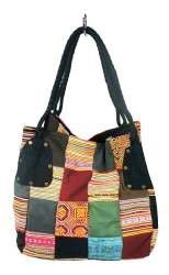 กระเป๋าต่อผ้า (Patchwork) ขนาดใหญ่ สีดำ B-FAIR (1 ชิ้น)