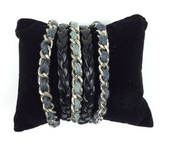 สร้อยข้อมือ สีดำ/สีเทา - สไตล์อิบิซา (1 ชิ้น)