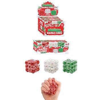 SQUEEZY GLITTER BAUBLE CUBES - บอลบีบกากเพชรทรงลูกบาศก์ - เซ็ต 3 ชิ้น - ไส้ SUGAR - ในดิสเพลย์ (6 เซ็ต)