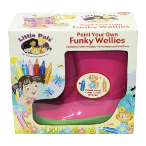 รองเท้าบูทกันฝนระบายสีเอง Funky Wellies - สีชมพู / ไซส์: 28