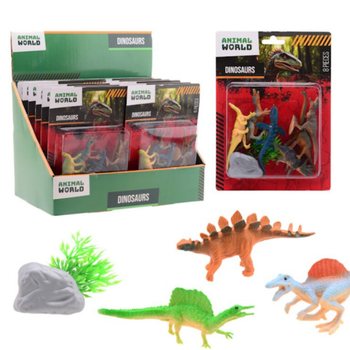 ANIMAL WORLD - ชุดเล่นไดโนเสาร์ 8 ชิ้น - ในกล่องโชว์ (12 ชุด)
