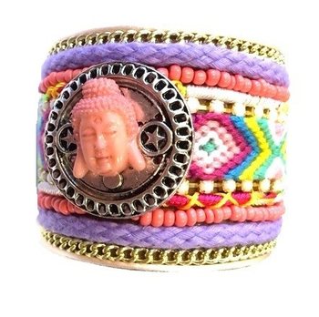 สร้อยข้อมือสไตล์อิบิซาสุดหรู ลายพระพุทธรูปหลากสี (1 ชิ้น)