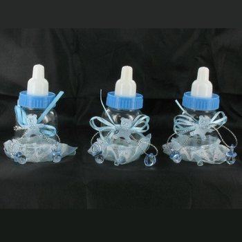ขวดนมเด็กตกแต่งสีฟ้าพร้อมพู่ประดับ (6 ชิ้น)