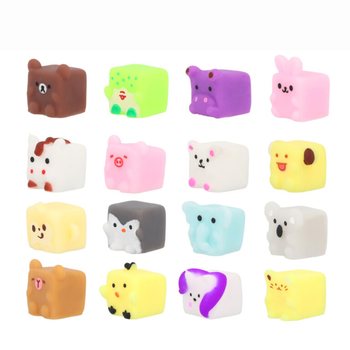 ของเล่นบีบมือสควีชชี่ สัตว์ทรงลูกบาศก์ สำหรับจับฉลาก - ในกล่องโชว์ (96 ชิ้น)