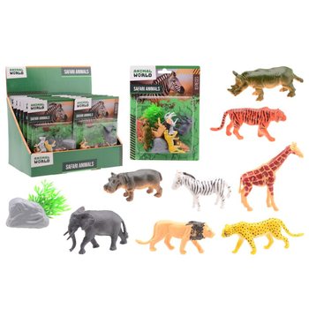 ANIMAL WORLD - ชุดของเล่นสัตว์ซาฟารี 10 ชิ้นบนการ์ด - ในแผงโชว์ (12 ชิ้น)