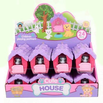 บ้านสัตว์เลี้ยงจิ๋วพร้อมสัตว์เลี้ยงในกล่องโชว์ (24 ชิ้น)