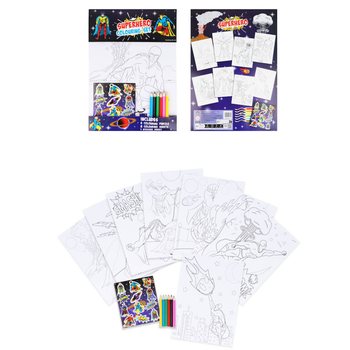 ชุดระบายสีขนาดใหญ่ - ลาย: ซูเปอร์ฮีโร่ - 22x30x1 ซม. (12 ชิ้น)