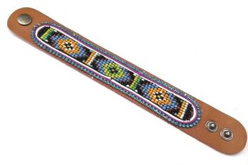 สร้อยข้อมือหนัง Aztec ประดับเพชรสีน้ำเงิน (1 ชิ้น)