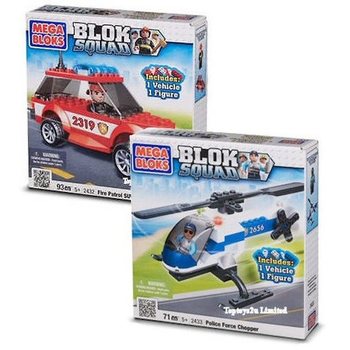 MEGA BLOKS - รถ SUV ลาดตระเวนดับเพลิง & เฮลิคอปเตอร์ตำรวจ (ชุด 2 ชิ้น)