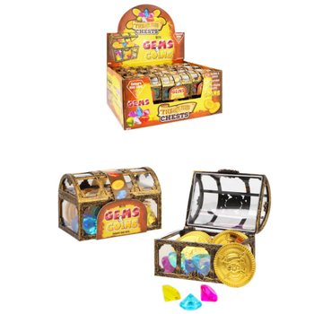TREASURE CHEST WITH GEMS & COINS - กล่องสมบัติพร้อมอัญมณีและเหรียญ (ดิสเพลย์ 18 ชิ้น)