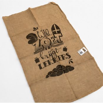 ถุงป่านซินเทอร์คลาสขนาดใหญ่ - ข้อความ: WIE ZOET IS KRIJGT LEKKERS - ประมาณ 60 x 100 ซม. (1 ชิ้น)