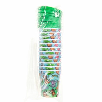 แก้วน้ำ / แก้วไอศกรีมพร้อมหลอด - ลายสัตว์ป่า (12 ชิ้น)