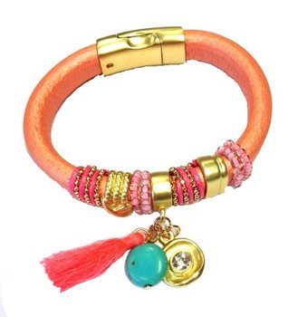 มันใจข้อมือสไตล์อิบิซา สีชมพู (1 ชิ้น)