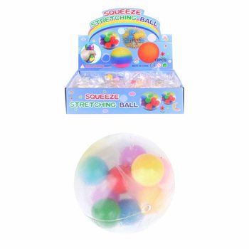 ลูกบอลบีบ Squeeze Bal Ø6 ซม. พร้อมพู่ปอมปอม (กล่องโชว์ 12 ชิ้น)