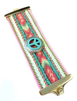 สร้อยข้อมือเส้นกว้างสุดหรู สีมิ้นต์ สไตล์อิบิซา Peace (1 ชิ้น)