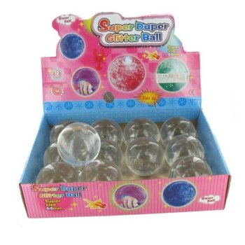 ลูกบอลเด้งดึ๋งกลิตเตอร์ในกล่องโชว์ (12 ชิ้น)