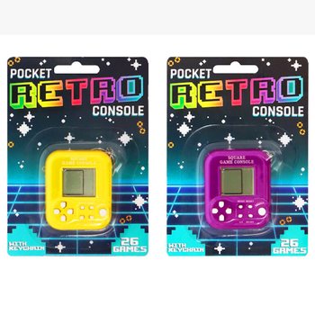 เครื่องเล่นเกมพกพาย้อนยุคพร้อมพวงกุญแจ - 26 เกม (6 ชิ้น)