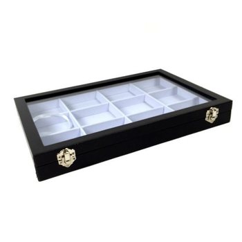 ถาดโชว์ลูกปัดและเครื่องประดับมีฝาปิด สีขาว 12 ช่อง