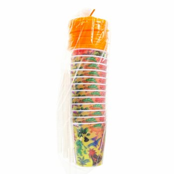 แก้วน้ำ/ไอศกรีมไดโนเสาร์พร้อมหลอด - 250 มล. (12 ใบ)