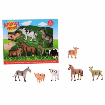 ANIMAL WORLD - ชุดของเล่นโมเดลสัตว์ในฟาร์ม 6 ชิ้น (1 ชุด)