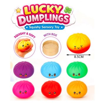 RAGE - LUCKY DUMPLINGS - ของเล่นบีบสกุชชี่ซาลาเปา ขนาดใหญ่ 8.5 x 8.5 x 4.8 ซม. - ในกล่องโชว์ (12 ชิ้น)