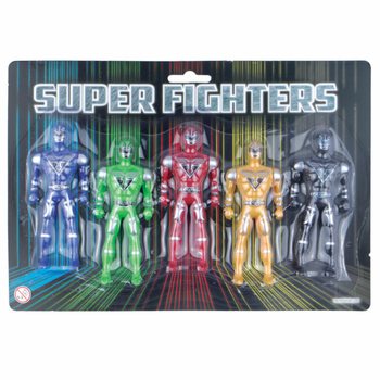 SUPER FIGHTERS - ชุดหุ่นฟิกเกอร์ 5 ตัวบนการ์ด (6 ชิ้น)