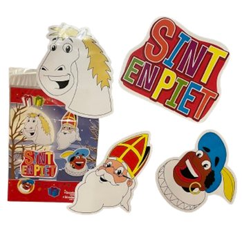 SINTERKLAAS SINT & PIET - เซตป้ายตกแต่งสองด้านซินเตอร์คลาส 4 ชิ้น (6 แพ็ก)