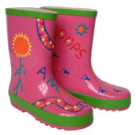 รองเท้าบูทกันฝนระบายสีเอง Funky Wellies - สีชมพู / ไซส์: 28