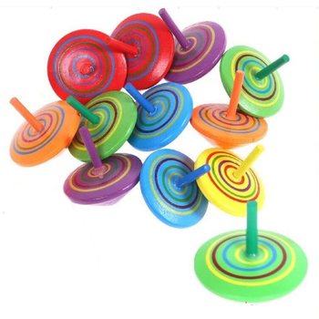 ลูกข่างไม้ - คละสี - ในกล่องโชว์ (50 ชิ้น)